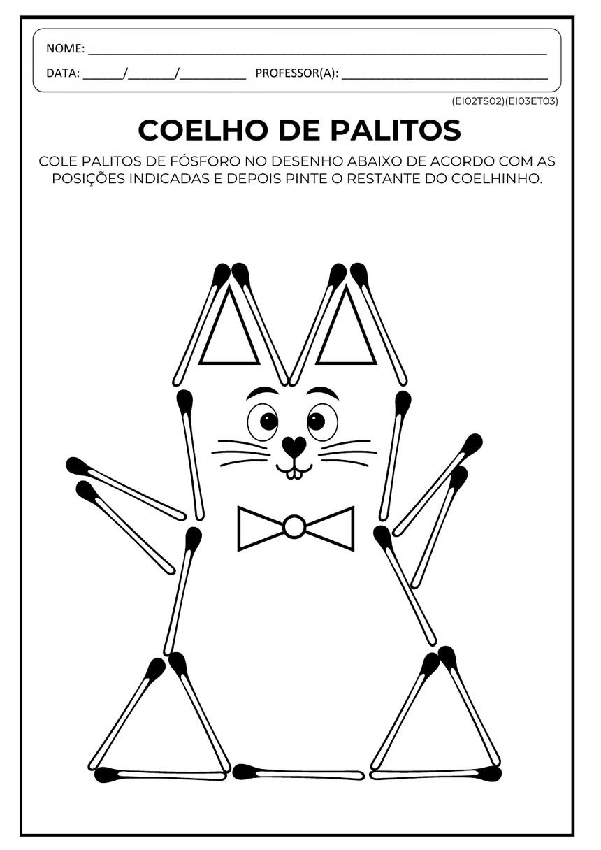 Atividade coelho de palitos