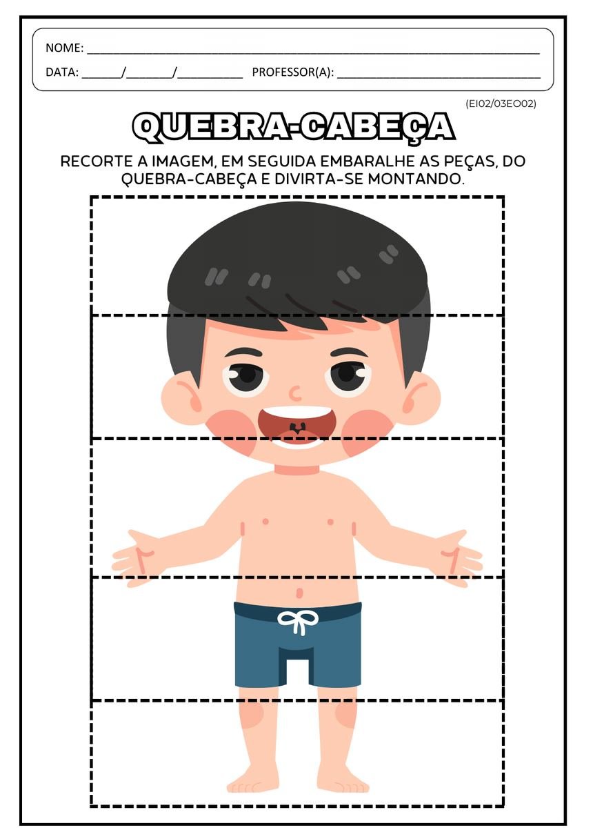 Atividade quebra-cabeça para recortar